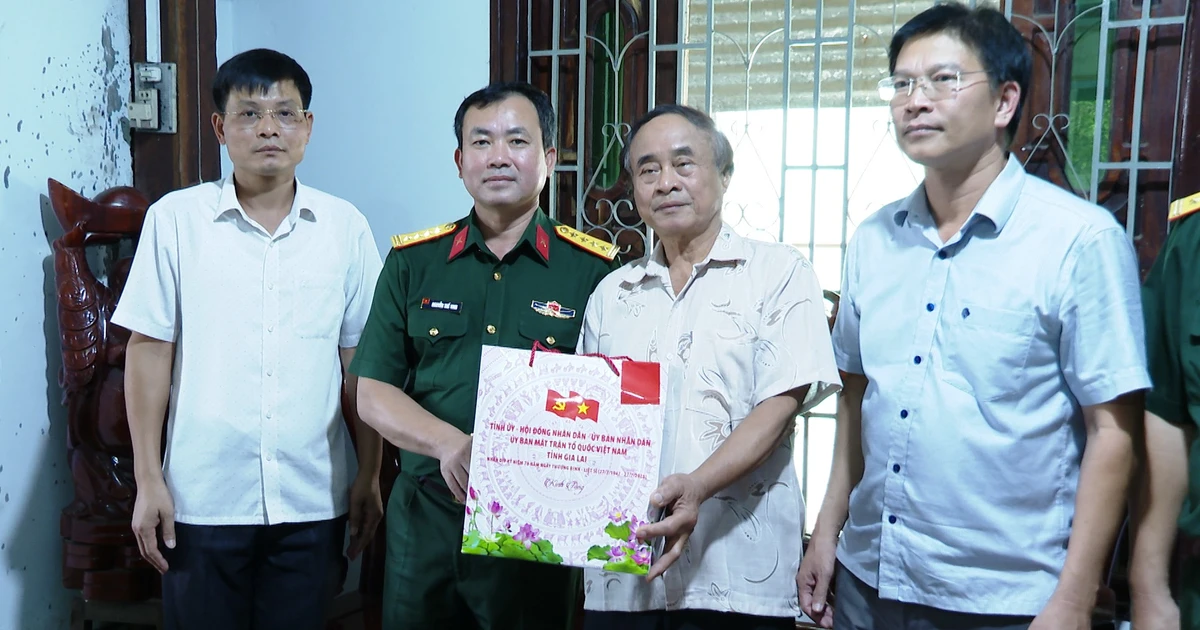 El coronel Nguyen The Vinh, comandante del Comando Militar Provincial, visitó y entregó obsequios a personas meritorias.
