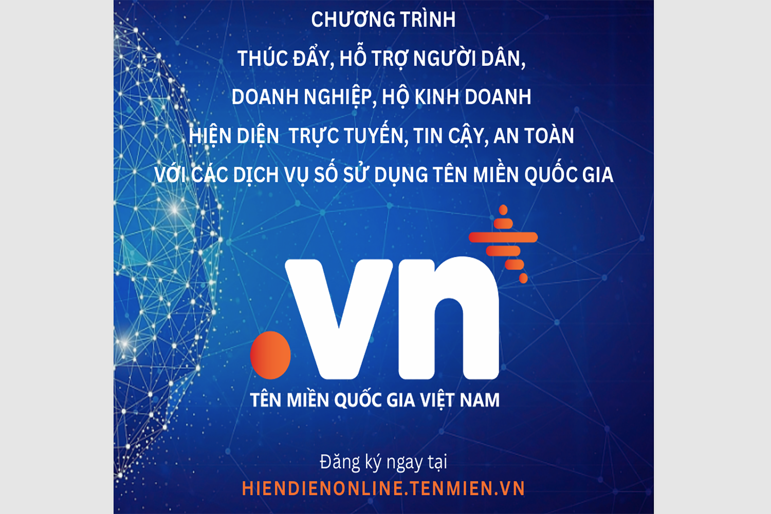 Poster giới thiệu chương trình hiện diện trực tuyến với tên miền “.vn” của VNNIC.
