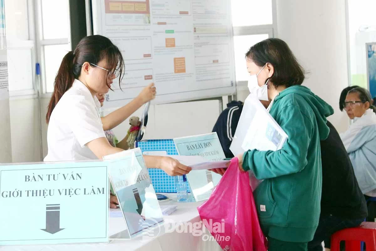 Người lao động được tư vấn, giới thiệu việc làm tại Trung tâm Dịch vụ việc làm Đồng Nai. Ảnh: N.Hòa