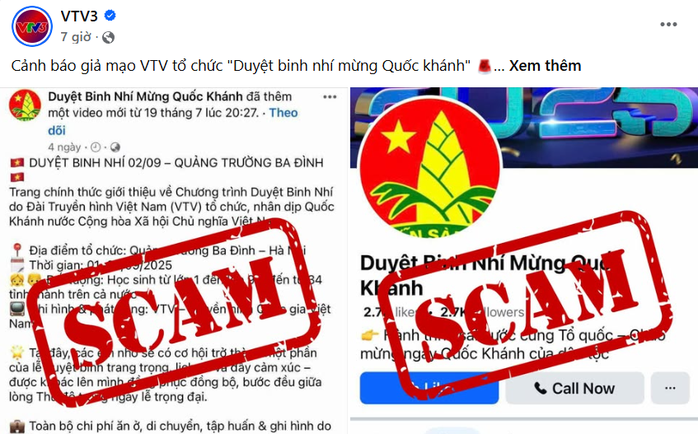 Cảnh báo giả mạo VTV tổ chức 
