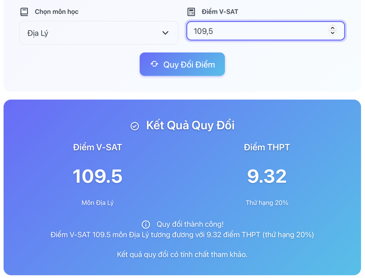 Hai trường đại học cung cấp công cụ quy đổi nhanh điểm V-SAT sang điểm thi tốt nghiệp THPT - Ảnh 2.
