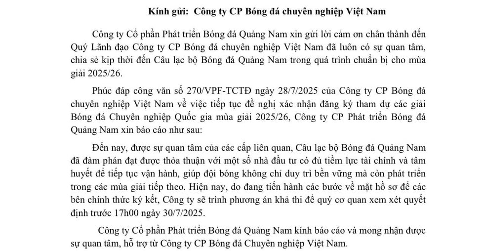 CLB Quảng Nam không bị giải thể, V-League thở phào: Cuộc ‘giải cứu’ nghẹt thở trị giá hơn 100 tỉ đồng- Ảnh 2.