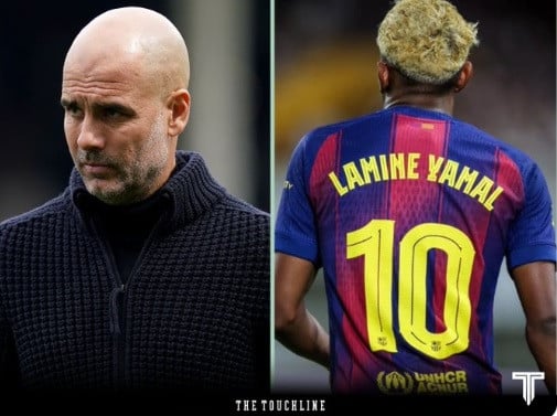 Pep Guardiola Lamine Yamal The Touchline.jpg