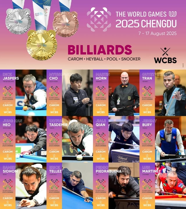Billiards: Trần Quyết Chiến chạm trán dàn cao thủ ở World Games, thiếu 'thiên tài' Caudron- Ảnh 1.