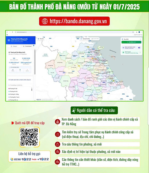 Da Nang crea un mapa de barrios, comunas y zonas especiales para servir la búsqueda de la gente.