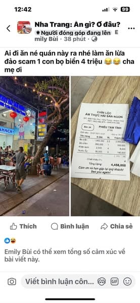 Bài đăng phản ánh quán ăn C.L "chặt chém" của tài khoản Emily Bùi đã bị cộng đồng mạng phản ứng.