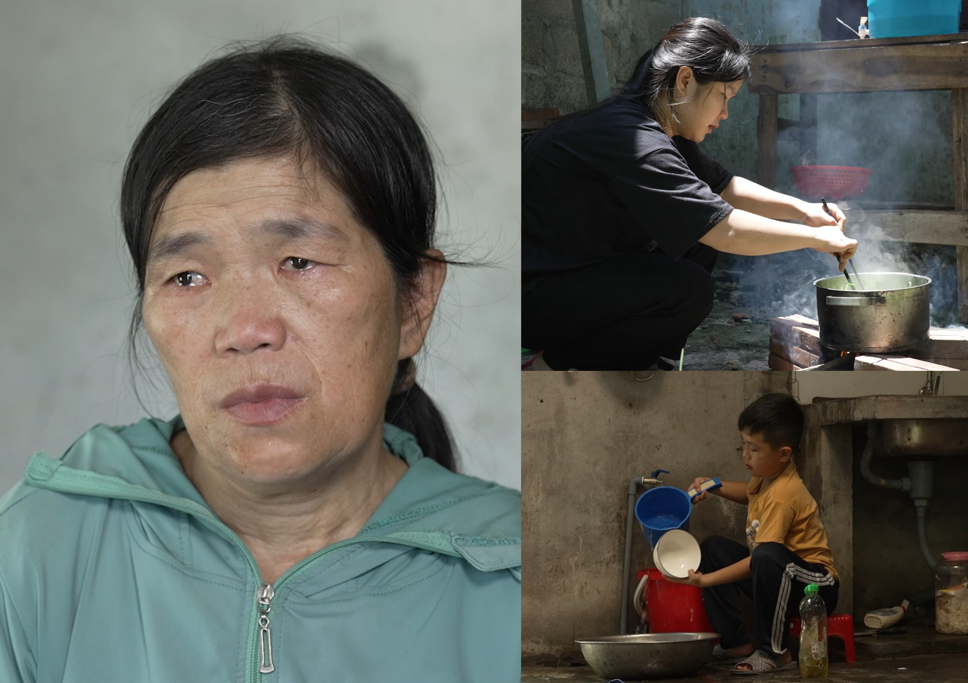 Dù còn nhỏ, chị em Minh Hiếu đã biết phụ giúp mẹ, cùng nhau gồng gánh gia đình sau biến cố của cha.