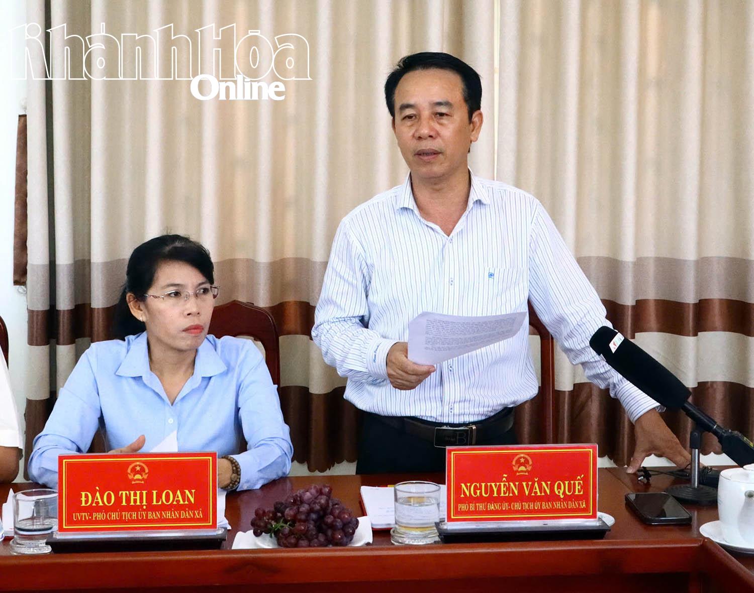 Chủ tịch UBND xã Vĩnh Hải-Nguyễn Văn Quế báo cáo công tác giải phóng mặt bằng dự án Nhà máy điện hạt nhân Ninh Thuận 2.