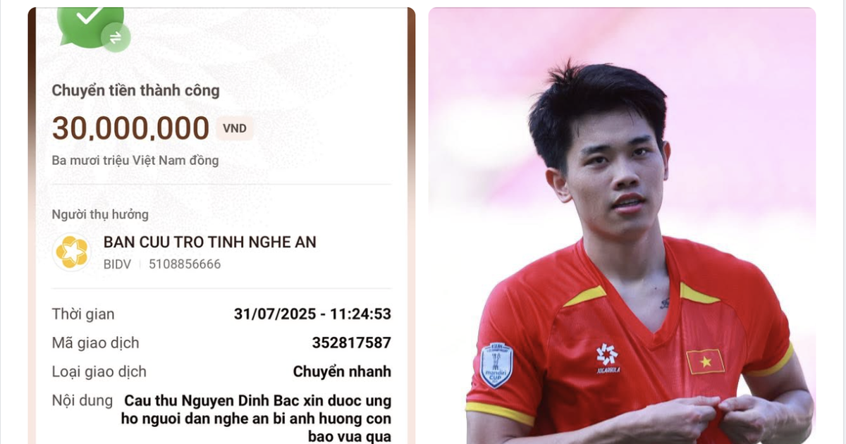 Dinh Bac was praised for his beautiful actions after winning the championship with U.23 Vietnam.