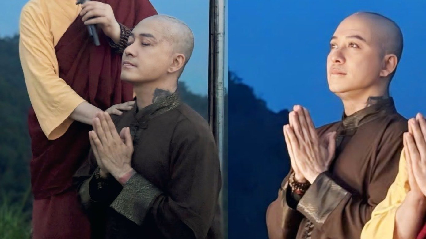 The male singer shaved his head to pray for his mother's health.