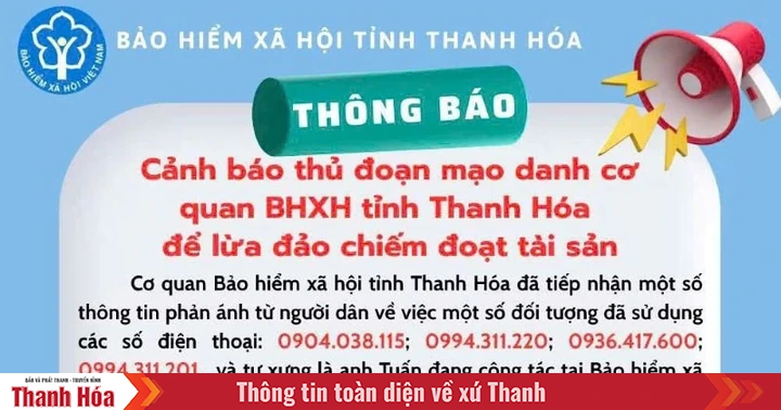 Warning about the trick of impersonating the Thanh Hoa Provincial Social Insurance agency to commit fraud