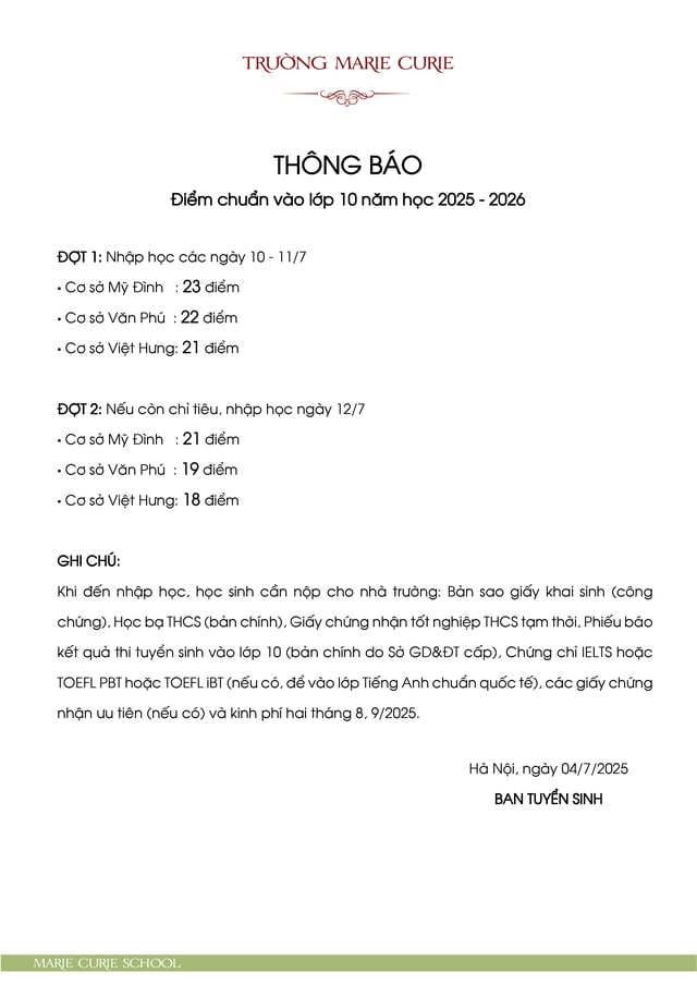 Trường tư thục 'hot' công bố điểm chuẩn vào lớp 10- Ảnh 2.
