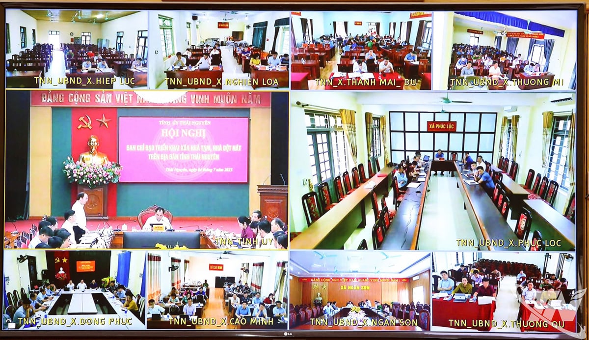 Hội nghị được kết nối trực tuyến tới 37 xã đang thực hiện Chương trình xóa nhà tạm, nhà dột nát trên địa bàn tỉnh.