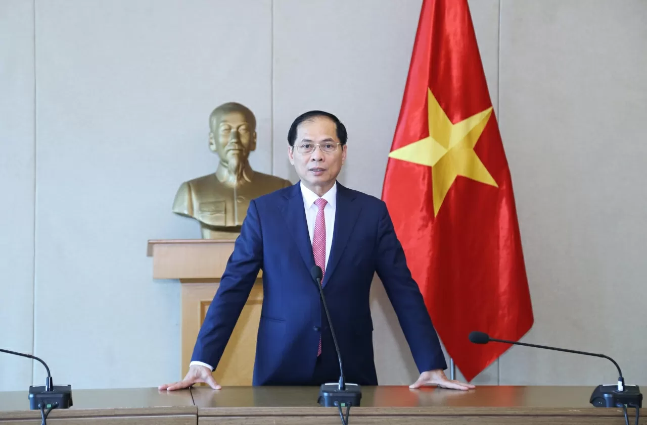 Phó Thủ tướng, Bộ trưởng Ngoại giao Bùi Thanh Sơn phát biểu tại buổi lễ (Ảnh: Thành Long)