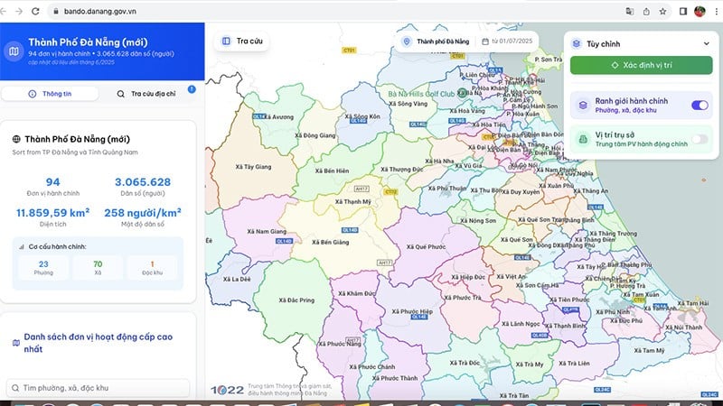 New digital map of Da Nang city.