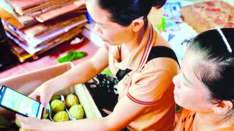 Nông dân Lạng Sơn bán na qua sàn thương mại điện tử.