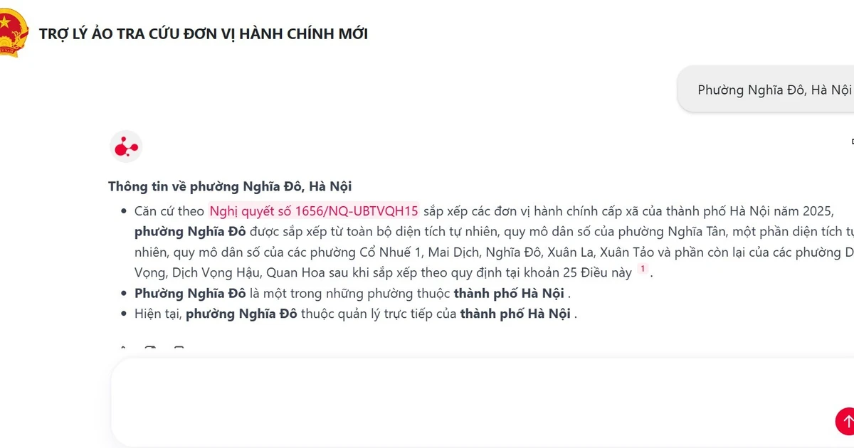 Trợ lý trí tuệ nhân tạo hỗ trợ tra cứu đơn vị hành chính mới