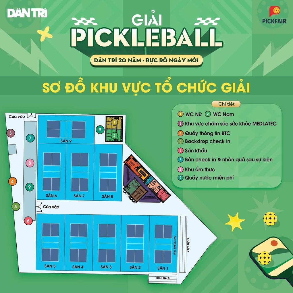 Lịch thi đấu ngày 6/7 giải pickleball Dân trí 20 năm - Rực rỡ ngày mới - 5