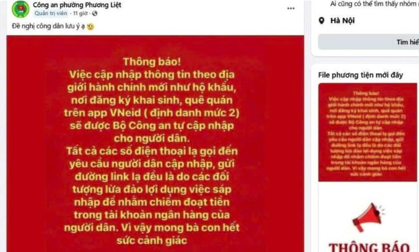 Cảnh giác với chiêu trò lừa đảo cập nhật dữ liệu dân cư sau khi sáp nhập tỉnh, thành phố