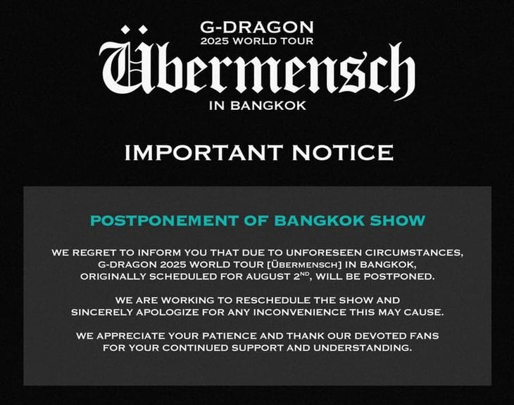 G-Dragon bất ngờ hoãn concert khiến fan Việt hoang mang - Ảnh 2.