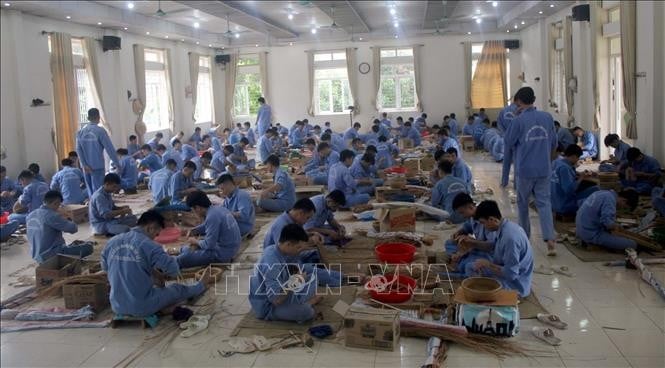 Các học viên cai nghiện ma túy được đào tạo nghề.