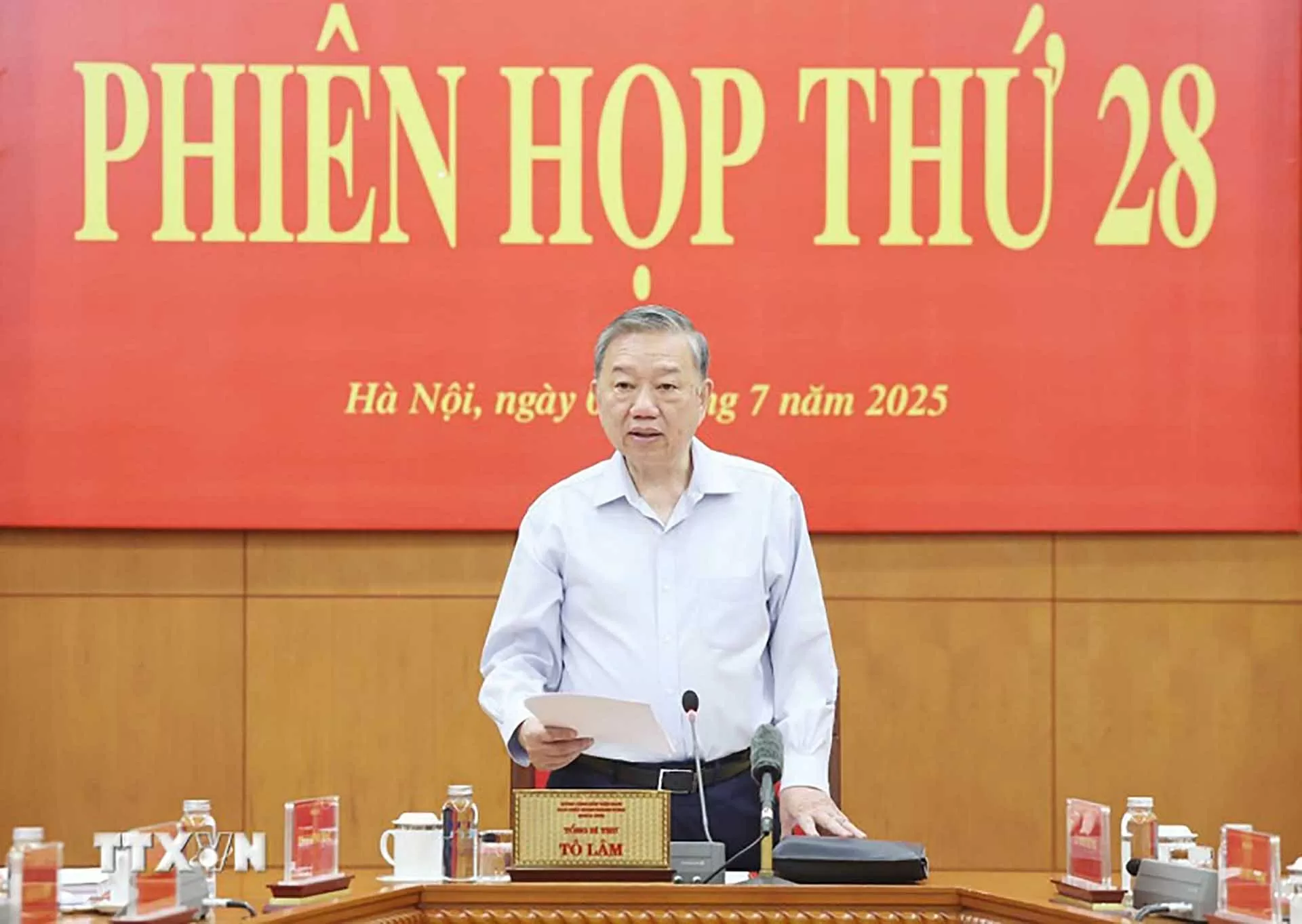 Tổng Bí thư Tô Lâm, Trưởng Ban Chỉ đạo Trung ương về phòng chống tham nhũng, lãng phí, tiêu cực phát biểu tại phiên họp thứ 28 của Ban Chỉ đạo. (Nguồn: TTXVN)