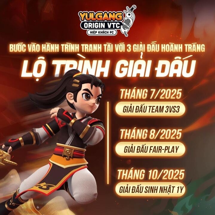 Lộ trình ba giải đấu sẽ diễn ra trong năm 2025 của Yulgang Origin VTC.