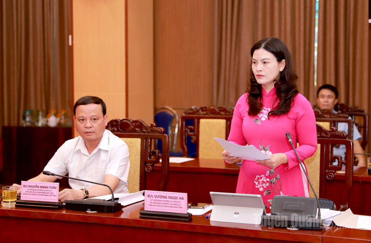 Đồng chí Phó Chủ tịch UBND tỉnh Vương Ngọc Hà, phát biểu thảo luận tại hội nghị.