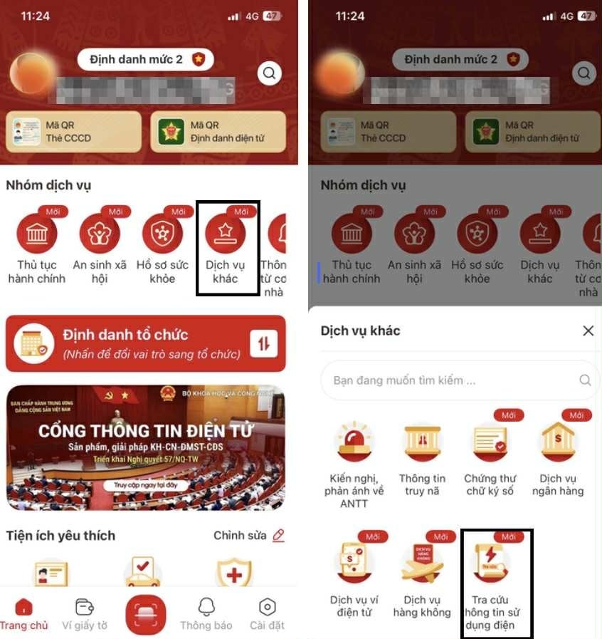 VNeID tien dien,  Cach tra cuu dien,  App VNeID,  Thanh toan tien dien,  EVN VNeID,  Dien luc online anh 1