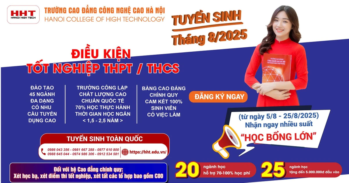 Trường Cao đẳng Công nghệ cao Hà Nội tuyển sinh đợt nhập học tháng 8 năm 2025