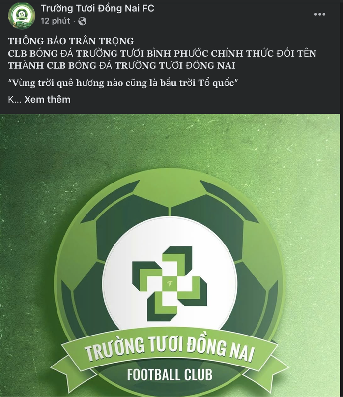 Bình Phước chính thức đổi tên thành CLB Trường Tươi Đồng Nai - Ảnh 1.