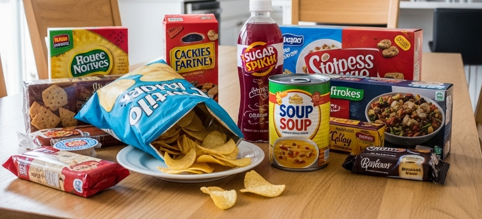 Processed foods high in salt and sugar increase the risk of stroke.