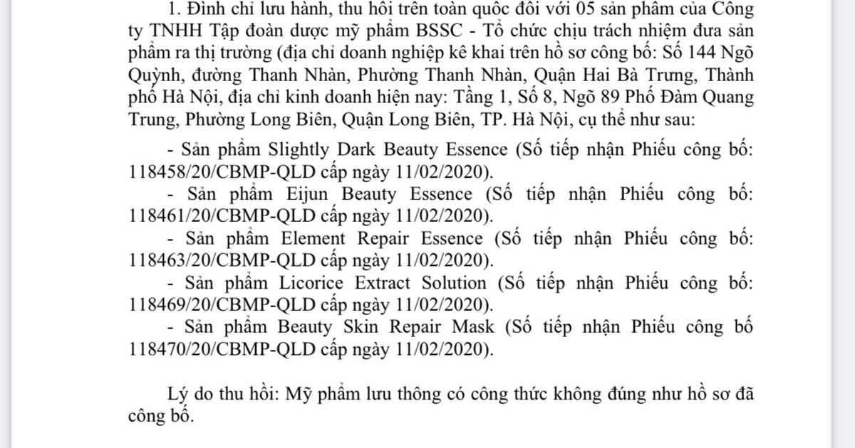 Ngừng ngay kinh doanh, sử dụng 5 mỹ phẩm trên toàn quốc