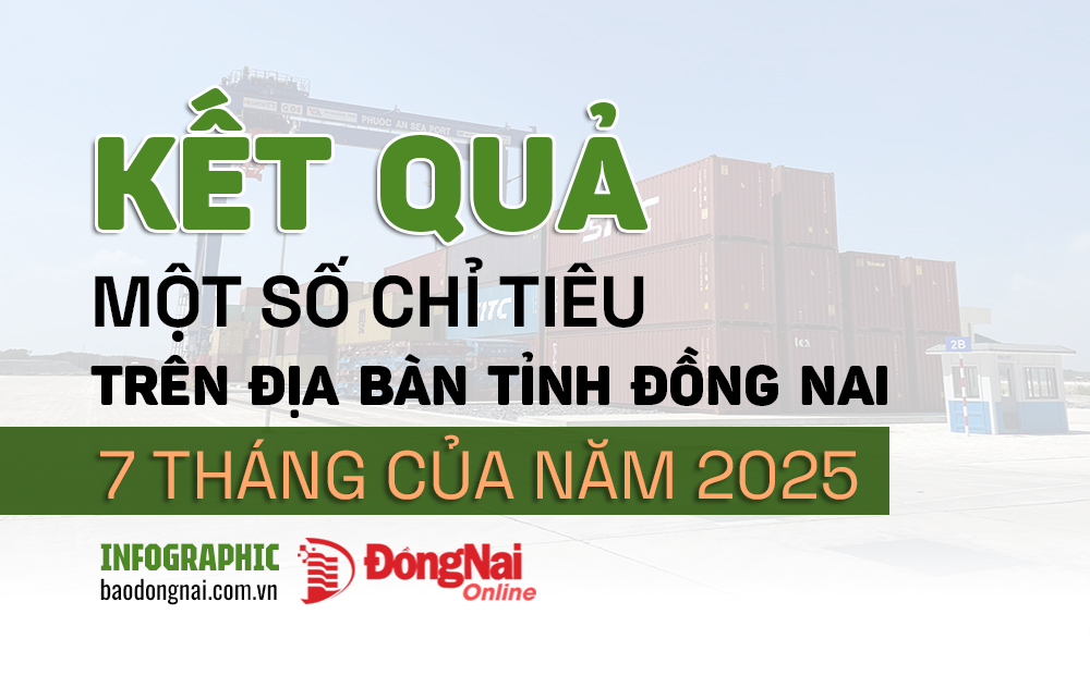 [Infographic] Kết quả thực hiện các chỉ tiêu kinh tế của Đồng Nai trong 7 tháng của năm 2025 ra sao?