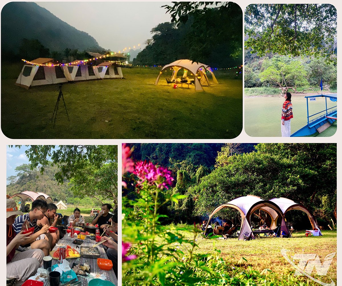 Camping ở hồ Ba Bể du khách được hòa mình vào khung cảnh yên bình của thiên nhiên
