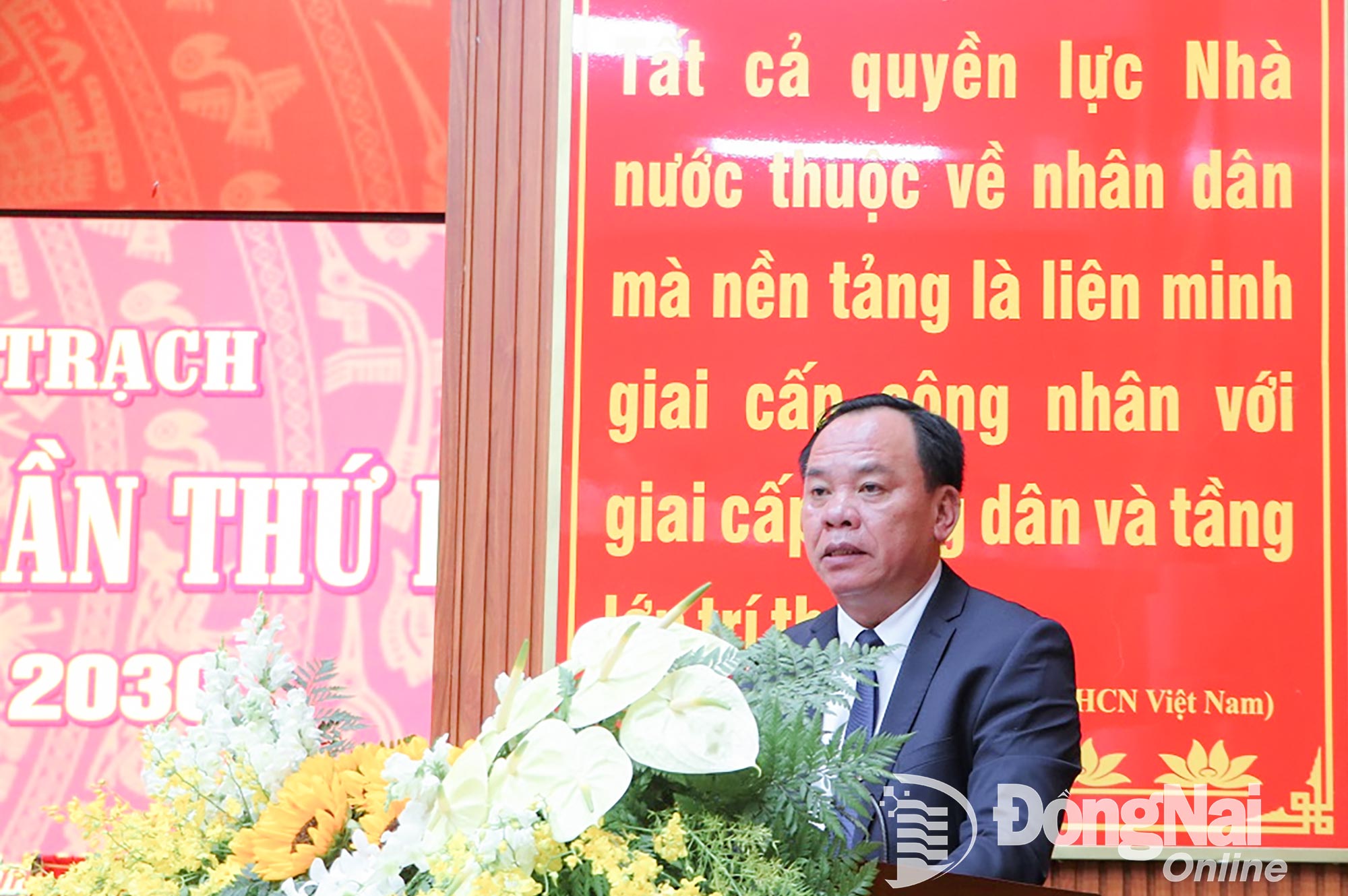 Đồng chí Võ Tấn Đức, Phó Bí thư Tỉnh ủy, Chủ tịch UBND tỉnh Đồng Nai phát biểu chỉ đạo tại đại hội. Ảnh: Phạm Tùng