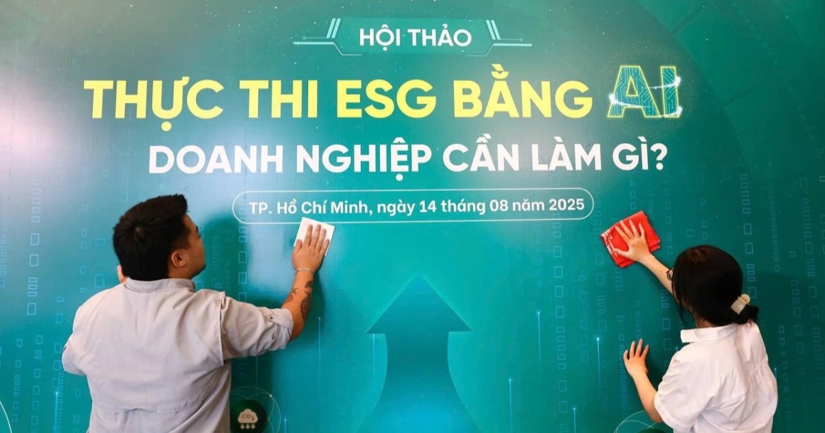 Không khí tất bật chuẩn bị cho hội thảo "Thực thi ESG bằng AI" chiều 14/8