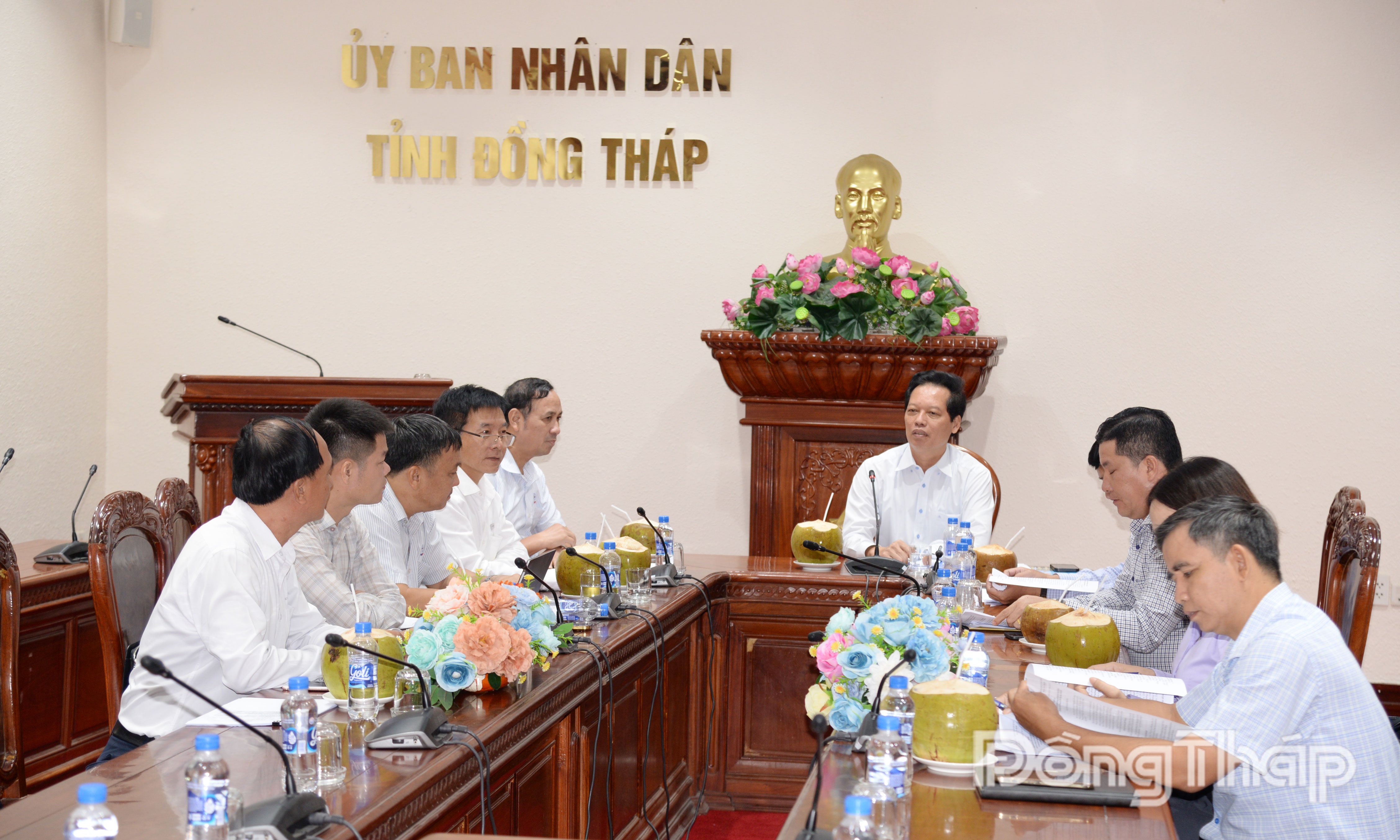 Đồng chí Nguyễn Thành Diệu phát biểu tại buổi làm việc.