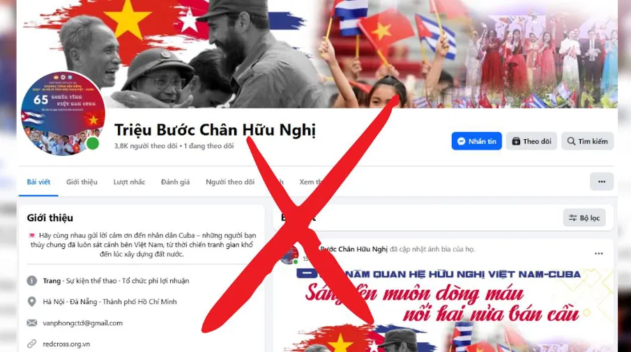 Trung ương Hội Chữ thập đỏ Việt Nam cảnh báo đã xuất hiện trang Facebook giả mạo chương trình vận động ủng hộ nhân dân Cuba. Ảnh: Trung ương Hội Chữ thập đỏ Việt Nam