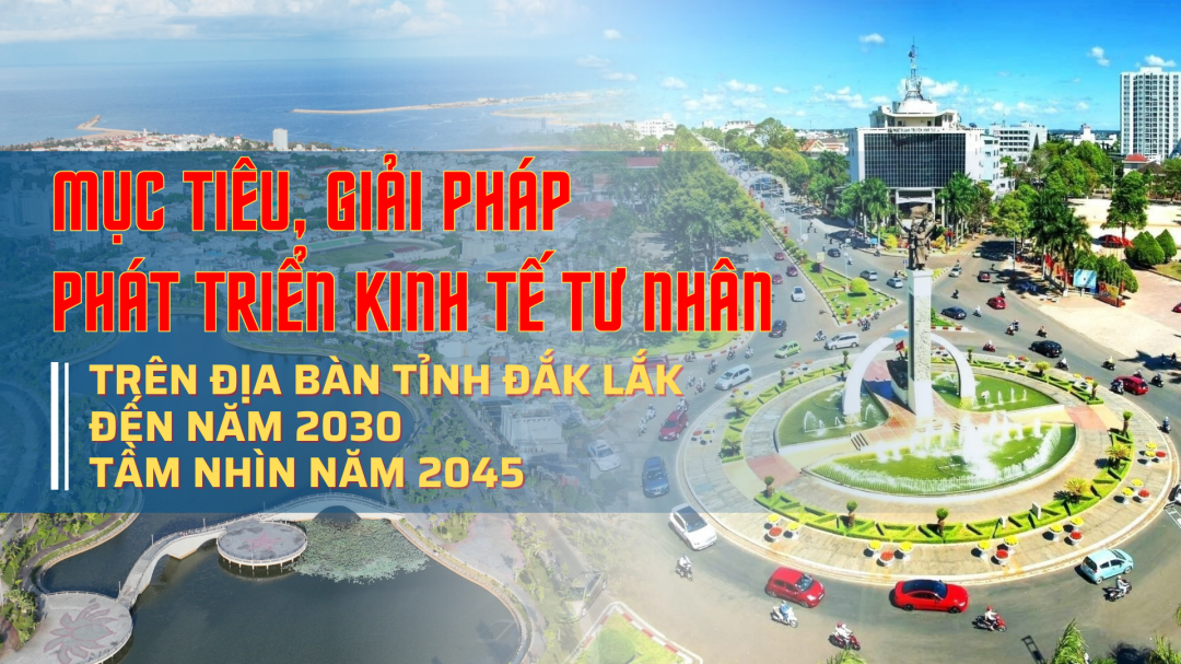 (Infographic) Mục tiêu, giải pháp phát triển kinh tế tư nhân trên địa bàn Đắk Lắk đến năm 2030, tầm nhìn năm 2045