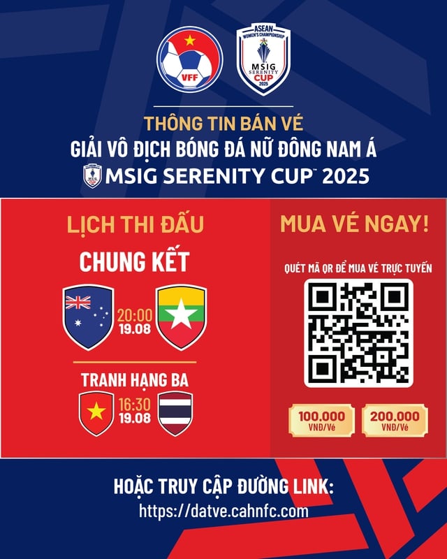 9 giờ ngày 17.8: Bán vé trận tranh HCĐ của đội tuyển Việt Nam và chung kết AFF Cup nữ - Ảnh 1.