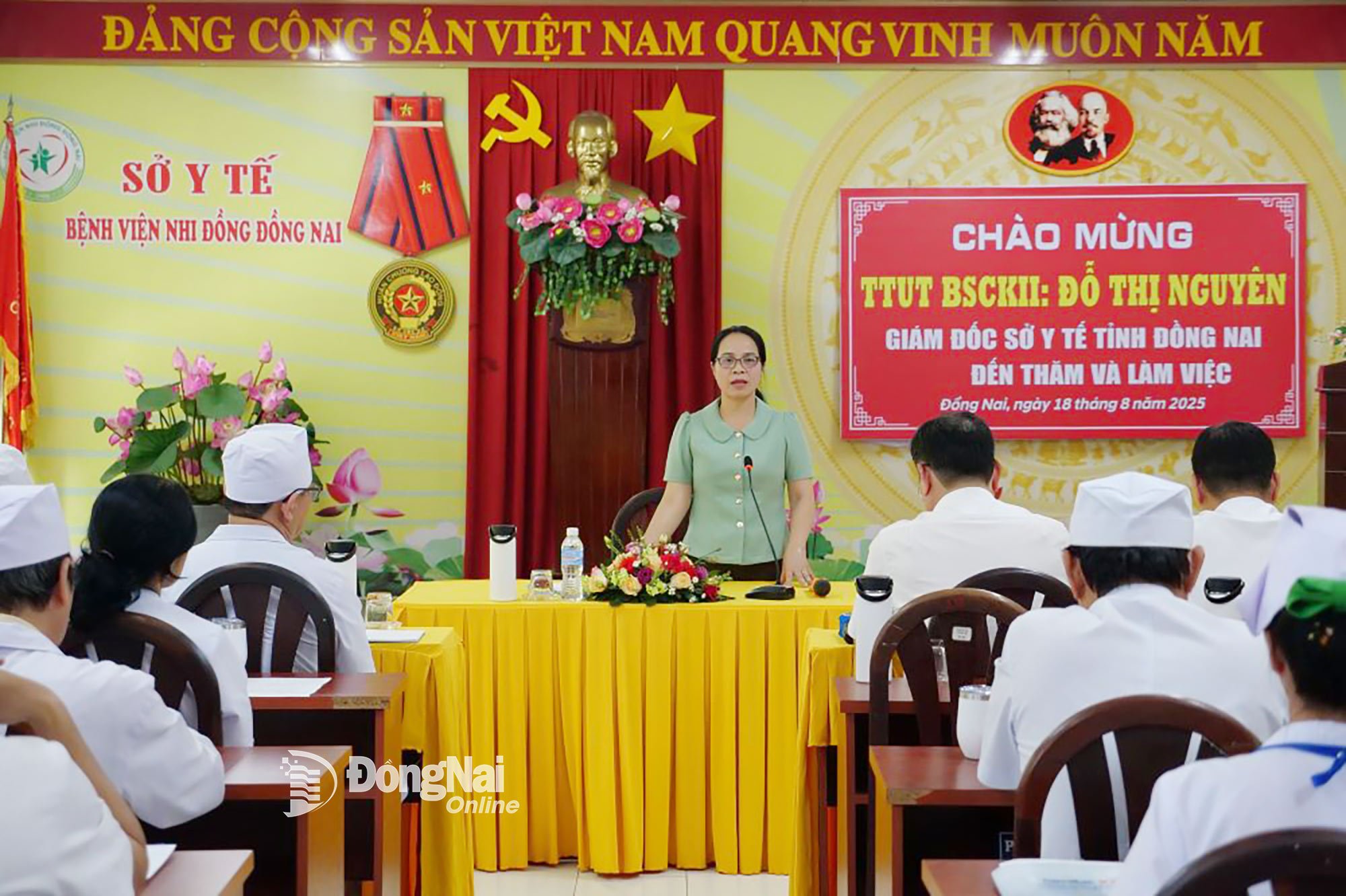Giám đốc Sở Y tế tỉnh Đồng Nai Đỗ Thị Nguyên phát biểu tại buổi làm việc. Ảnh: Hạnh Dung
