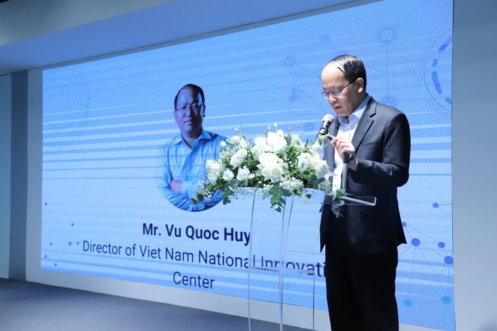 Ông Vũ Quốc Huy – Giám đốc Trung tâm Đổi mới sáng tạo Quốc gia (NIC) phát biểu tại Diễn đàn. (Ảnh: NIC)