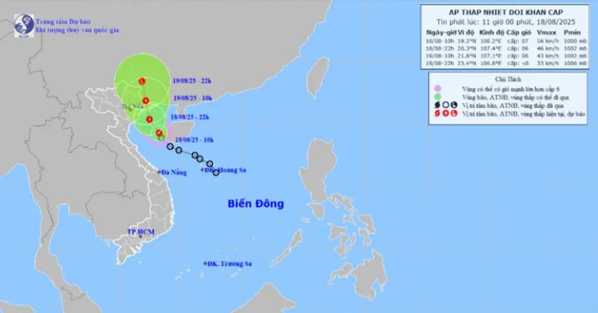 Low pressure at level 9 causes heavy rain in the North and North Central regions