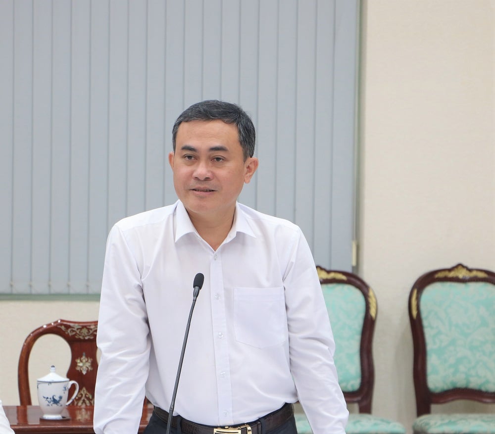 Le Truong Son, Mitglied des Ständigen Parteiausschusses der Provinz und stellvertretender Vorsitzender des Volkskomitees der Provinz, hielt eine Rede auf der Versammlung. Foto: Pham Tung