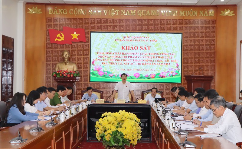 Ủy ban Pháp luật và Tư pháp của Quốc hội làm việc với UBND tỉnh Lai Châu