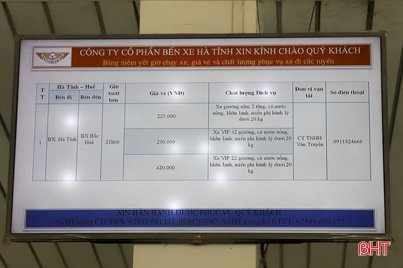 Vé xe được niêm yết công khai, đảm bảo không tăng giá dịp lễ.
