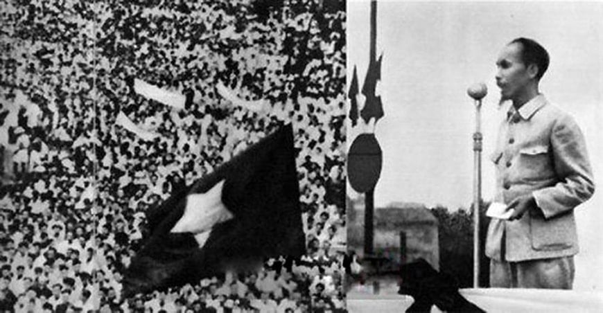 Chủ tịch Hồ Chí Minh đọc Tuyên ngôn độc lập tại Quảng trường Ba Đình, ngày 2-9-1945. Ảnh tư liệu