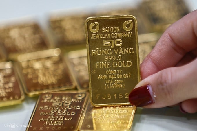 Vàng miếng tại trụ sở SJC ở quận 3, tháng 3/2025. Ảnh: Quỳnh Trần