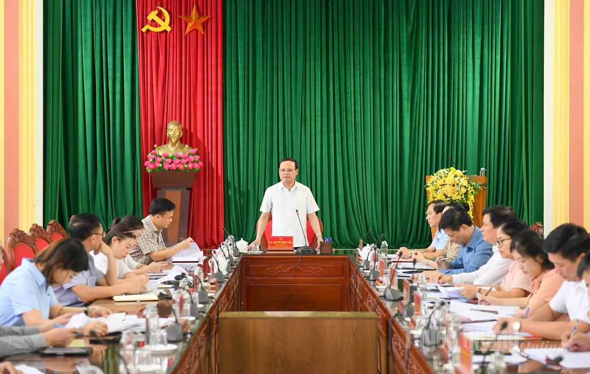 Le camarade Nguyen Manh Tuan, membre du Comité permanent du Parti provincial, vice-président permanent du Comité populaire provincial, a présidé la séance de travail avec le Comité permanent du Comité du Parti du quartier d'An Tuong.
